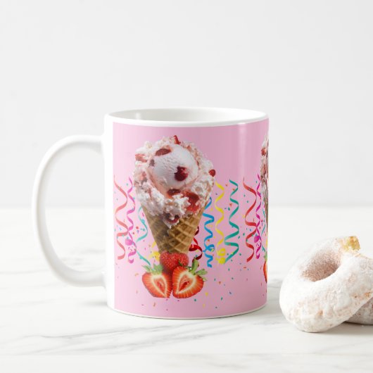 ハッピーバースデーマグロベリーアイスクリーム コーヒーマグカップ (ドーナツ)
