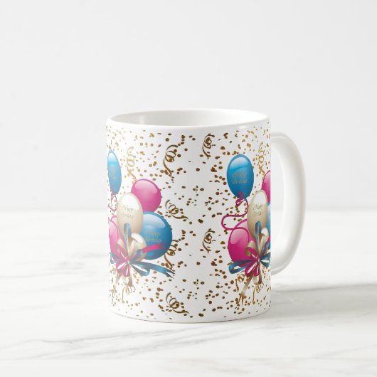 ハッピーバースデーマグ風船 コーヒーマグカップ (正面右)