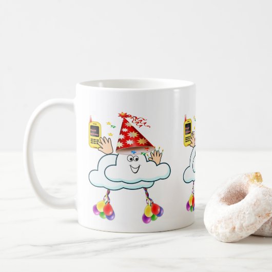 ハッピーバースデーマグIPhone文字クラウド コーヒーマグカップ (ドーナツ)