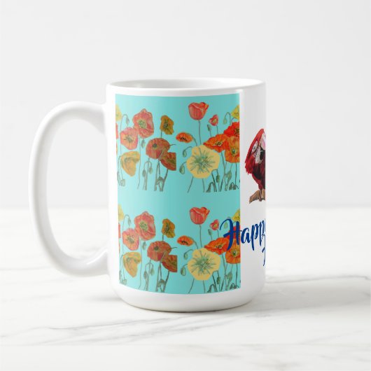 ハッピーバースデーマコーオレンジポピー女性名マグ コーヒーマグカップ (左)