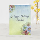 ハッピーバースデーマザーかわいらしパステルフラワーズ カード (黄色い花)