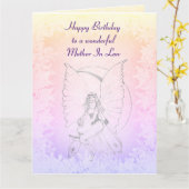 ハッピーバースデーマザーインローフェアリーデザイン カード (黄色い花)