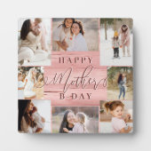 ハッピーバースデーマザーフォトコラージピンクウッドグレイン フォトプラーク (正面)