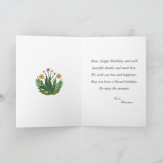 ハッピーバースデーマザーフラワーズウォーターカスタムカラー カード (内部)