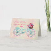 ハッピーバースデーマザーヴィンテージ自転車花 カード (正面)