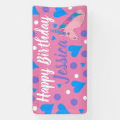 ハッピーバースデーマジカルピンクユニコーンホースハート 横断幕 (縦)