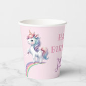 ハッピーバースデーマジカルユニコーンとレインボー 紙コップ (正面)