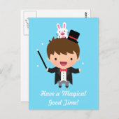 ハッピーバースデーマジシャンボーイ魔法バニートリック ポストカード (正面/裏面)