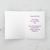 ハッピーバースデーマゼンタおよびブルー抽象芸術絵画ズ カード (内部)