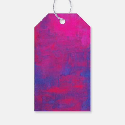 ハッピーバースデーマゼンタおよびブルー抽象芸術絵画ズ ギフトタグ (裏面)
