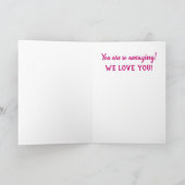 ハッピーバースデーママおもしろいカラフル紙吹雪写真 カード (内部)