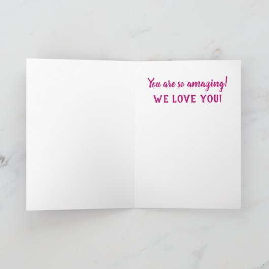 ハッピーバースデーママおもしろいカラフル紙吹雪写真 カード (内部)