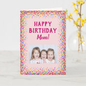 ハッピーバースデーママおもしろいカラフル紙吹雪写真 カード (黄色い花)