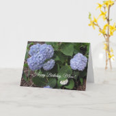 ハッピーバースデーママかわいらしパープルハイビスカス カード (黄色い花)