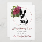 ハッピーバースデーママは犬のフランスのブルドッグ シーズンカード (正面/裏面)