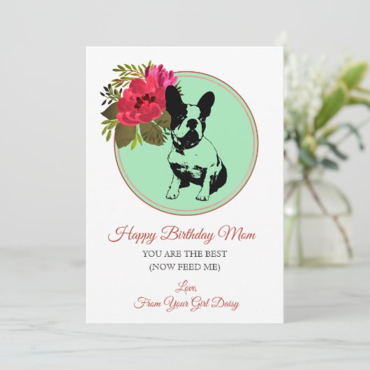 ハッピーバースデーママは犬のフランスのブルドッグ シーズンカード (スタンド正面)