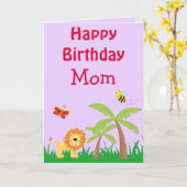 ハッピーバースデーママサファリライオンあなたの写真の内側 カード (黄色い花)
