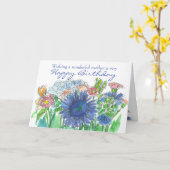 ハッピーバースデーママデイジーあじさいローズブーケ カード (黄色い花)