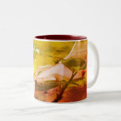 ハッピーバースデーママハクウッドフラワーパーソナライズされた ツートーンマグカップ (正面右)