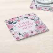 ハッピーバースデーママパステルピンクの花 |フローラ ペーパーコースター (アングル)