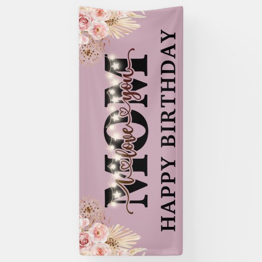 ハッピーバースデーママパーティー 横断幕 (縦)