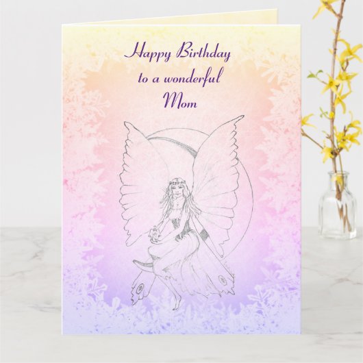 ハッピーバースデーママフェアリーデザイン カード (黄色い花)