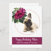 ハッピーバースデーママフランスのブルドッグ写真あいさつ シーズンカード (正面/裏面)