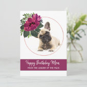 ハッピーバースデーママフランスのブルドッグ写真あいさつ シーズンカード (スタンド正面)