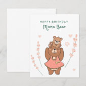 ハッピーバースデーママベアキュートベア誕生日カード (正面/裏面)