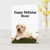 ハッピーバースデーママラブラドールパピーグリーティングカード カード (黄色い花)