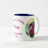 ハッピーバースデーママレディースリッパパーソナライズされた ツートーンマグカップ (正面右)