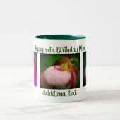 ハッピーバースデーママレディースリッパパーソナライズされた ツートーンマグカップ (中央)