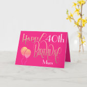 ハッピーバースデーママ任意の年齢と名前ホットピンク金ゴールド カード (黄色い花)