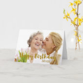 ハッピーバースデーママ写真 カード (黄色い花)