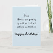 ハッピーバースデーママ母ユーモアおもしろい カード (正面)