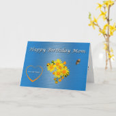 ハッピーバースデーママ花と蝶 カード (黄色い花)