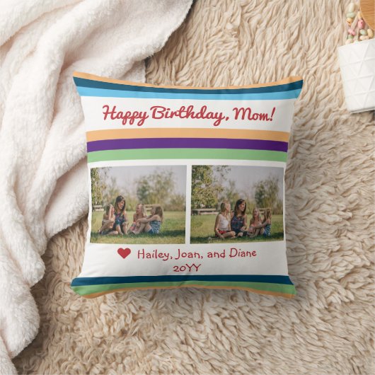 ハッピーバースデーママ2写真の名前カラーバンドMake クッション (ブランケット)
