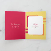 ハッピーバースデーママ3枚の写真を赤い黄色で追加 カード (内部)