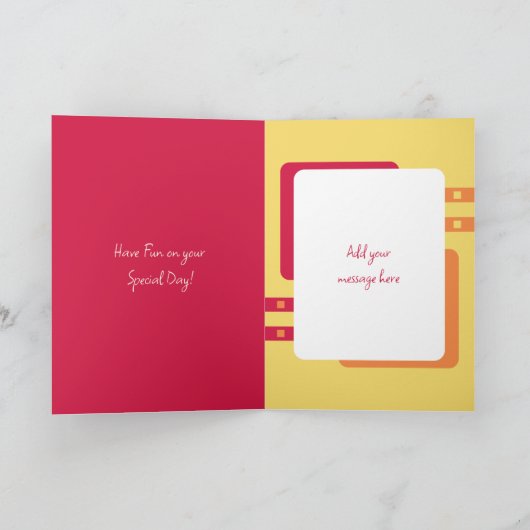 ハッピーバースデーママ3枚の写真を赤い黄色で追加 カード (内部)