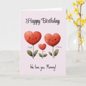 ハッピーバースデーママ、ベビー&パパからのカード カード (黄色い花)