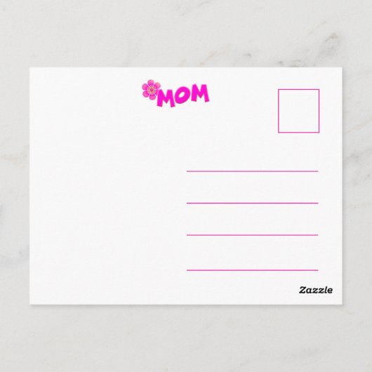 ハッピーバースデーマムインおもしろい、ブライトピンク文字- ポストカード (裏面)