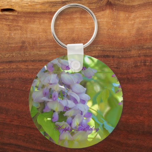ハッピーバースデーマムウィステリアフラワーキーチェーン キーホルダー (正面)