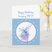 ハッピーバースデーマムドラゴンフライ&レース カード (黄色い花)