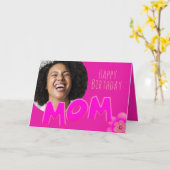 ハッピーバースデーマムノベルティ文字-カスタム写真 カード (黄色い花)