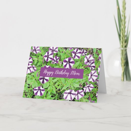 ハッピーバースデーマムパープルペチュニア カード (正面)