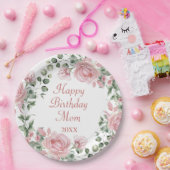 ハッピーバースデーマムピンクフローラパーティー ペーパープレート (パーティー)