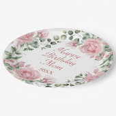 ハッピーバースデーマムピンクフローラパーティー ペーパープレート (アングル)