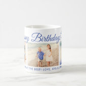 ハッピーバースデーマムブルースクリプトフォトキープサケ コーヒーマグカップ (中央)