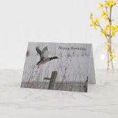 ハッピーバースデーマラードアヒル カード (黄色い花)