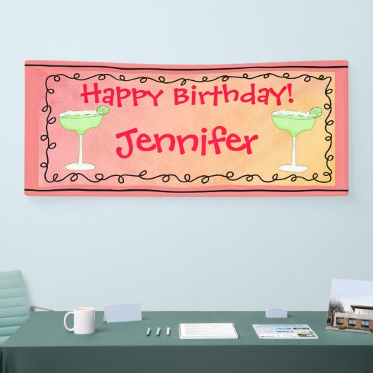 ハッピーバースデーマルガリータパーソナライズされた名 横断幕 (トレードショー)